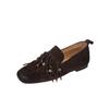 Mocasines Casuales de Cuero para Mujer Estilo Británico Hepburn Francés 2025 Nuevos con Borlas y Color Pulido Slip-On