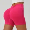 Shorts Esportivos de Yoga Europeus e Americanos Sem Costura Transfronteiriços, Calças Esportivas Levanta Bumbum Cor de Pêssego, Shorts Fitness com Controle de Barriga, Shorts de Três Quartos para Mulheres
