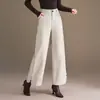 Calça Larga Versátil de Cor Sólida para o Outono de 2026 para Mulheres, Cintura Alta, Emagrecedora, Cobre o Quadril, Corte Estreito, Calça Casual de Nove Pontos, Tendência