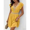 Comercio Exterior Transfronterizo Vestido de Verano para Mujer Europeo y Americano de Encaje con Cintura Ajustada y Mangas Cortas de Seda Helada