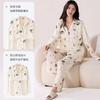 Pijamas de Algodão Puro para Mulheres com Calças Acolchoadas de Manga Comprida 2025 Novo Primavera & Outono Roupas de Casa Doces e Simples Que Podem Ser Usadas Fora