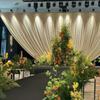 *Tela Elástica de Seda Leche de Champaña Tela de Fondo para Cortina de Boda Tela Decorativa para Techo de Salón de Bodas Escenario