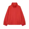 Venta al por mayor Otoño 2026 Nuevo Estilo Europeo y Americano Chaqueta Deportiva Holgada Roja con Cremallera para Mujer 9594