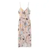 Ropa de Mujer Transfronteriza 2026 Moda Europea y Americana Estilo Retro Francés Estampado Floral Vestido de Tirantes con Abertura para Mujer G57748