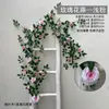 Flor de rosa artificial em trepadeira de plástico planta trepadeira flor artificial decoração de tubo de ar condicionado capa de flor display teto parede
