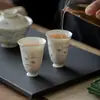 Mi Yan Caneca Azul e Branca Pintada à Mão com Aroma Casa Caneca para Degustação de Chá Porcelana Branca Feita à Mão Caneca de Mestre Traço Dourado Conjunto de Chá Kung Fu