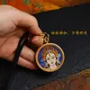 Colgante de Cuerda para Thangka del Dios de la Riqueza de Cinco Vías Hecho a Mano Antiguo Hilo de Ocho Hilos Amuleto de Buda Colgante de Jade Carpa Candado de Oro de Una Oreja con Cuerda