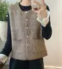 Chaleco cárdigan de un solo botón estilo francés para mujer, nueva colección de otoño, chaleco suéter de pelo sintético de visón, moderno