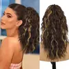 Peluca Yuan Yang 18 pulgadas Peluca de Cola de Caballo para Mujeres, Rizos de Lana Cabello Largo y Rizado, Peluca de Cola de Caballo Onda de Maíz Onda de Agua para Mujeres