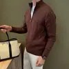Cardigan de Tricô Trançado com Gola Alta Outono e Inverno Masculino para o Dia a Dia com Zíper Estilo Old Money Casaco Suéter Engrossado Comércio Exterior Transfronteiriço