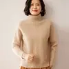 Suéter de punto de cachemira suelto con solapa alta y manga larga, grueso, de 5 pines y tres hilos, para mujer, otoño e invierno