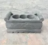 Mesa de chá pequena estilo Zen base de castiçal de pedra incensário frente de túmulo ao ar livre para queimar incenso Mármore Branco Pedra Verde Ornamento Retangular
