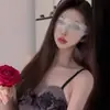 Máscara Olho de Gato Noturna, Renda Sexy, Estilo Desejo Puro, Preto Translúcido, Acessórios Sexy Vazados, Véu com Tiras, Atmosfera de Boate