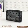 Bolsa de Cosméticos de Malha Flocked Coração de Menina Japonesa e Coreana Bolsa de Lavar de Viagem Portátil Bolsa Transparente para Armazenamento de Batom