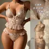 Comercio Exterior Estilo Europeo y Americano Sexy Resistente Bordado Encaje Copa Suave Camisola Conjunto de Lencería Fábrica Original Transfronterizo