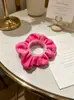 Al por mayor en stock scrunchie rosa simple y suave, coletero de punto de color liso alta elasticidad, diadema, scrunchie