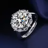 Fabricante Coreano y Japonés de Gran Venta Venta Directa Anillo Ajustable Clásico de Seis Garras de Moissanita de Un Quilate Suministro en Vivo para Mujeres