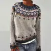 Nuevo suéter de punto para mujer estilo europeo y americano de Amazon, artículo popular de Wish, suéter de punto holgado de moda con bloques de color y cuello redondo