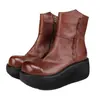 Botas Cortas de Invierno Nuevas y Elegantes Guangzhou Huigu 2025 Piel de Vaca Lavada Tendencia Suela Gruesa Punta Redonda Versátiles Botas de Cuero Genuino para Mujer