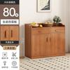 Aparador Contra la Pared, Gabinete de Almacenamiento Integrado, Aparador de Vino Estilo Madera, Aparador para Sala de Estar, Aparador Lateral de Almacenamiento, Aparador Alto de Pie