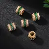Accesorios de color oro de 18 quilates incrustados con cuentas de circonita de colores, microincrustaciones de circonita, cuentas tipo barril con agujero grande, accesorios para pulseras DIY hechos a mano