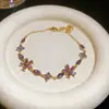 Pulseira Pingente Flor de Zircônia Europeia e Americana Transfronteiriça Retrô Simples Elegante Pulseira de Temperamento Luxo Leve Toque de Alta Qualidade Joia de Mão para Mulheres