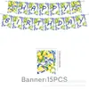 Venda Quente Transfronteiriça Tema Limão Decoração para Festa de Aniversário Adereços de Montagem de Atmosfera da Festa Utensílios de Mesa Banners Toalhas de Mesa