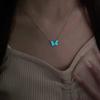 Collar Luz de Mariposa Fan Qi para Mujer Simple Moda Lujo Ligero Nuevo Azul Luminoso Mariposa Inteligente Mori Aurora Cadena Clavícula