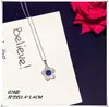 Novo Colar de Safira para Mulheres, Pingente de Coração de Cristal Azul e Diamante, Trevo de Quatro Folhas, Corrente Curta para Clavícula, Elegante de Luxo Leve e Versátil