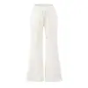 Pantalones de Chándal Acampanados Off-White para Mujer, Otoño e Invierno 2025 Nuevos Pantalones de Chándal Acampanados Micro de Cintura Alta Adelgazantes para Mujeres Petites