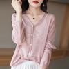 Cardigã de Tricô com Efeito Slub Feminino Fino de Seda Gelada Linho Jaqueta de Verão Nova Solta Xale Externo Camisa para Ar Condicionado para Mulheres