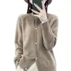 Cardigan de Tricô Feminino Novo para Primavera e Outono, Gola Redonda, Manga Longa, Suéter Solto de Tamanho Grande, Jaqueta Top de Cor Sólida