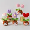 Flor de Tricô de Energia Positiva Transfronteiriça Planta em Vaso Produto Acabado Fio de Lã Flor de Simulação Ornamento de Mesa Boneca de Cartão de Mão