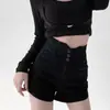 Shorts Jeans Feminino de Cintura Super Alta Verão Spice Girls 2025 Novo Preto Modelo A Plus Size Slim Design Hot Pants