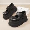 Guangzhou Huigu 2025 Sapatos Femininos Primavera Novos Sapatos Mary Jane Leves de Couro de Vaca 7CM com Sola Grossa Couro Genuíno Combinando Todos os Sapatos de Camada Única