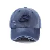 Gorra de Béisbol Vintage Bordada con Letra S 3D Estilo Retro Europeo y Americano Transfronterizo para Hombres y Mujeres con Diseño Único Desgastado