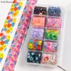 FULL BEAUTY Caja Transfronteriza de 10 Colores Papel de Flor para Uñas Cielo Estrellado Papel de Cielo Estrellado Gradiente Floral Colorido
