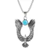 Collar de Pluma Turquesa para Hombre de Moda Japonesa y Coreana Simple Combinable Accesorios de Ropa Caliente Transfronterizo Colgante de Águila