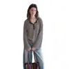 Blusa tipo camiseta de manga larga a rayas de seda helada lyocell, casual y relajada, para mujer, adecuada para primavera y verano, top holgado con protección solar
