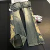 Jeans Masculino Vintage Lavado Retro Americano Rasgado Verão Tendência Marca Scoundrel Estilo de Rua Cool Perna Reta Emagrecedor Micro Flare
