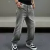 Amazon 2026 Pantalones Largos Grises de Moda Vintage para Hombre Versátil Estilo Americano Jeans Color-Block Tendencia En Stock