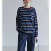 Blusa relajada y casual estilo francés para mujer, camisa de punto a rayas de manga larga estilo old money de verano para protección solar, top casual holgado