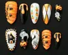 Uñas vestibles de Halloween superventas transfronterizas europeas y americanas, piezas de arte de uñas de calabaza, calavera y fantasma puramente hechas a mano, productos terminados para venta al por mayor de alta gama
