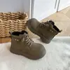 Botas Martin infantis, botas amarelas para meninos e meninas, botinhas da moda de outono, botas para atividades ao ar livre, botas de couro de sola grossa estilo britânico para crianças mais velhas