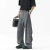 Marca americana moderna cleanfit calça de terno reta plissada masculina retrô rua solta caimento solto sensação solta calça comprida casual
