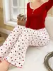 Estilo Europeu e Americano Renda Acabamento Popular Roupa de Casa Manga Longa Calça Longa Feminina Coroa Gola Redonda Novo Conjunto de Pijama para Casa