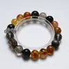 [Ron de Caramelo] Pulsera de Cristal Citrino Natural para Mujer Más Fácil de Combinar Cristal Torre Amarilla Obsidiana Plateada Pulsera de Moda Venta al por Mayor