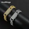 Pulsera Cadena Cubana Forma Gota de Agua 16mm Fila Única Full Circonio Pulsera Hip Hop Estilo Hip Hop Transfronterizo Pulsera Cubana para Hombre