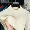 Hengyuanxiang Suéter de Malha Grossa com Gola Meia-Alta Outono e Inverno Camisola Masculina Camiseta de Gola Redonda para Meia-Idade Camada Base de Malha Primavera
