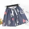 Pijama de Algodão e Seda de Comércio Exterior Novo de Verão Calça Feminina Fina Confortável Solta plus size Calça de Perna Larga Shorts de Algodão Wall Desenho Animado
